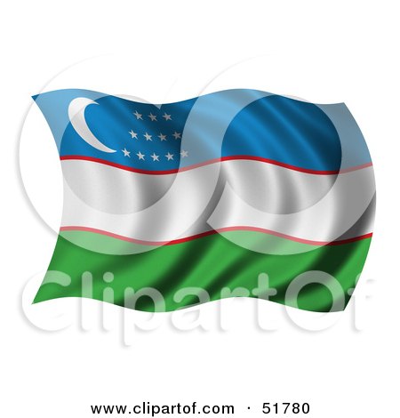 Royalty-Free (RF) Clipart Illustration of a Wavy Uzbekistan Flag by stockillustrations