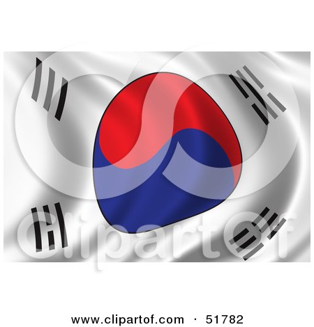 Royalty-Free (RF) Clipart Illustration of a Wavy South Korea Flag - Version 1 by stockillustrations