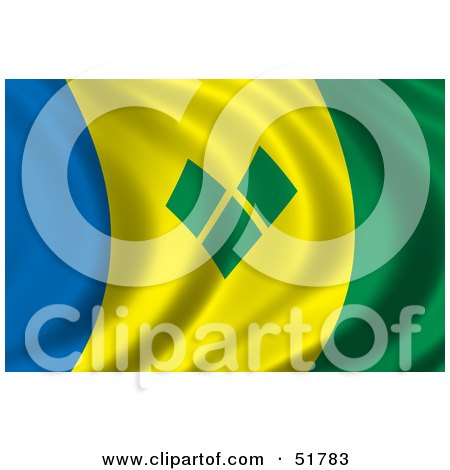 Royalty-Free (RF) Clipart Illustration of a Wavy Saint Vincent Flag by stockillustrations