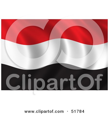 Royalty-Free (RF) Clipart Illustration of a Wavy Yemen Flag by stockillustrations
