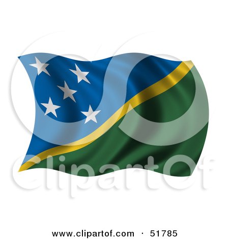 Royalty-Free (RF) Clipart Illustration of a Wavy Solomon Islands Flag by stockillustrations