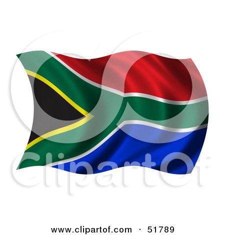 Royalty-Free (RF) Clipart Illustration of a Wavy South Africa Flag by stockillustrations
