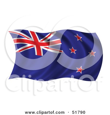 Royalty-Free (RF) Clipart Illustration of a Wavy New Zealand Flag - Version 2 by stockillustrations