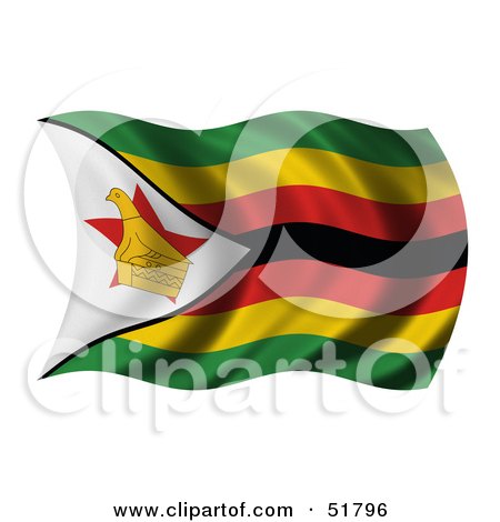 Royalty-Free (RF) Clipart Illustration of a Wavy Zimbabwe Flag by stockillustrations