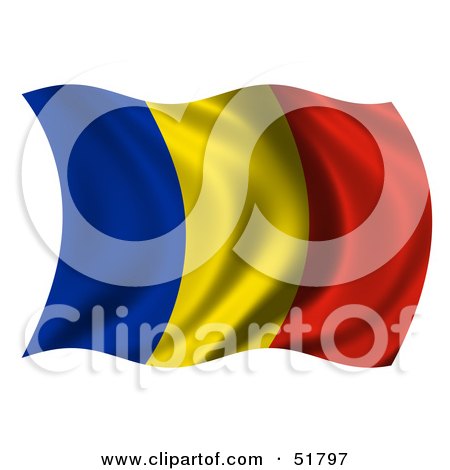 Royalty-Free (RF) Clipart Illustration of a Wavy Romania Flag by stockillustrations