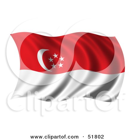Royalty-Free (RF) Clipart Illustration of a Wavy Singapore Flag by stockillustrations