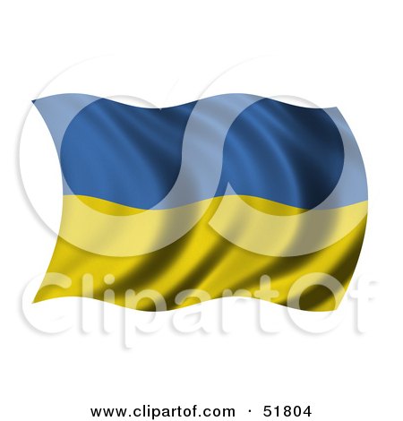 Royalty-Free (RF) Clipart Illustration of a Wavy Ukraine Flag by stockillustrations