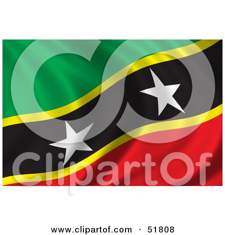 Royalty-Free (RF) Clipart Illustration of a Wavy Saint Kitts Flag by stockillustrations