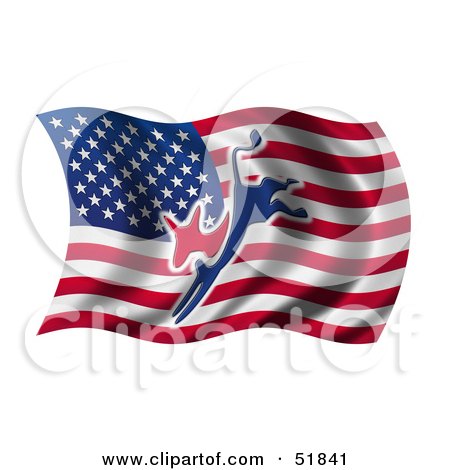 Royalty-Free (RF) Clipart Illustration of a Democratic Donkey Flag - Version 2 by stockillustrations