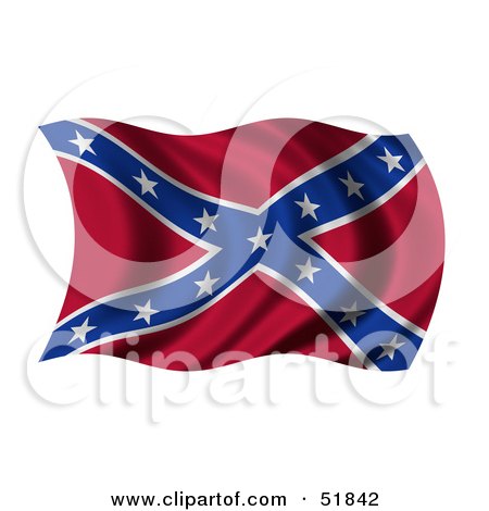 Royalty-Free (RF) Clipart Illustration of a Wavy Confederate States of America Flag by stockillustrations