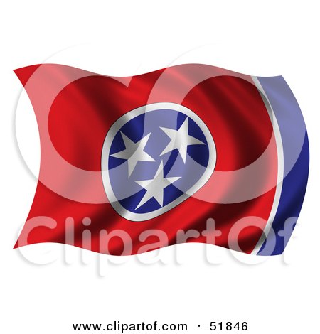 Royalty-Free (RF) Clipart Illustration of a Wavy Tennessee State Flag by stockillustrations