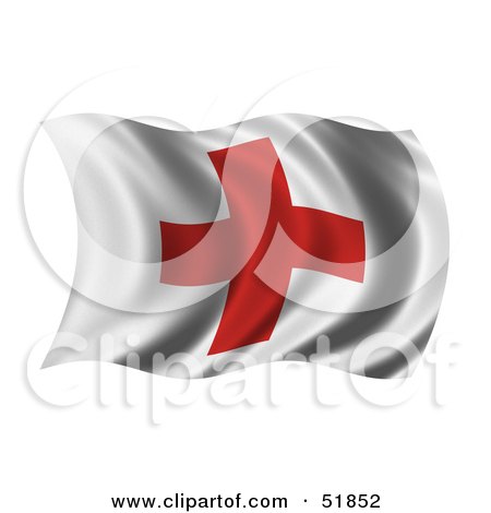 Royalty-Free (RF) Clipart Illustration of a Wavy Red Cross Flag by stockillustrations