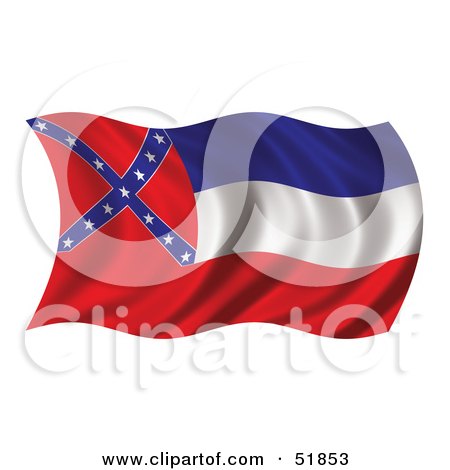 Royalty-Free (RF) Clipart Illustration of a Wavy Mississippi State Flag by stockillustrations