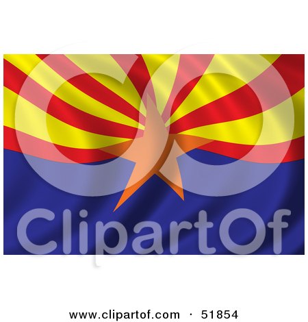 Royalty-Free (RF) Clipart Illustration of a Wavy Arizona State Flag by stockillustrations
