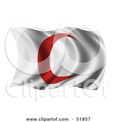 Royalty-Free (RF) Clipart Illustration of a Wavy Red Crescent Movement Flag by stockillustrations