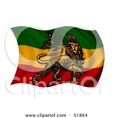 Royalty-Free (RF) Clipart Illustration of a Wavy Rastafari Movement Flag by stockillustrations