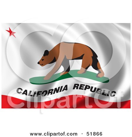Royalty-Free (RF) Clipart Illustration of a Wavy California State Flag by stockillustrations