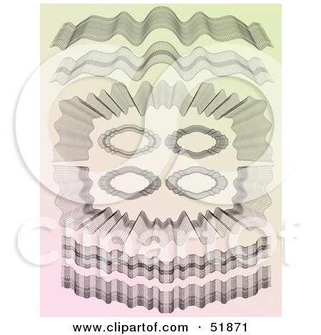 Clipart Illustration of a Digital Collage of Ornate Guilloche Borders - Version 3 by stockillustrations