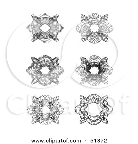 Clipart Illustration of a Digital Collage of Ornate Guilloche Designs - Version 1 by stockillustrations