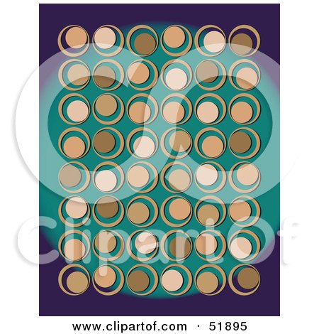 Royalty-Free (RF) Clipart Illustration of a Retro Background Of Tan Circles On Teal And Purple by stockillustrations