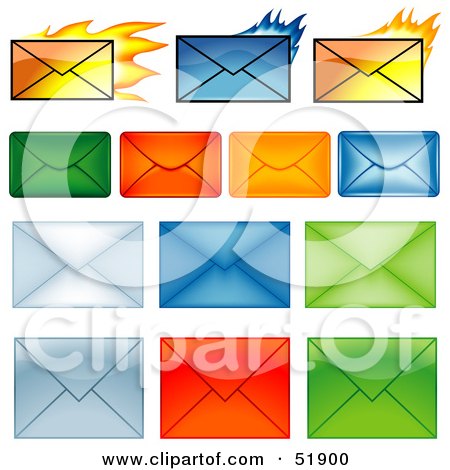 Royalty-Free (RF) Clipart Illustration of a Digital Collage of Colorful Envelopes by dero