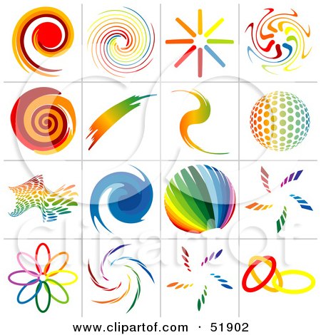 Royalty-Free (RF) Clipart Illustration of a Digital Collage of Rainbow Logo Designs - Version 3 by dero