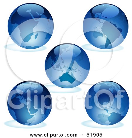 Royalty-Free (RF) Clipart Illustration of a Digital Collage of Blue Earths by dero
