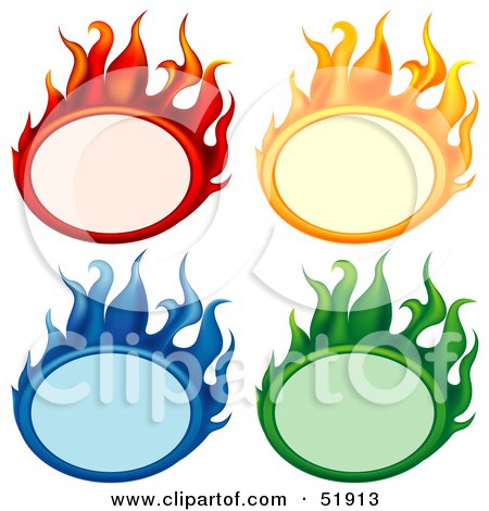 Royalty-Free (RF) Clipart Illustration of a Digital Collage of Colorful Flame Banners by dero