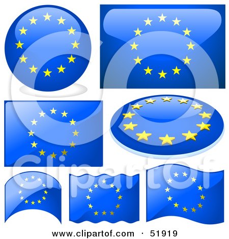 Royalty-Free (RF) Clipart Illustration of a Digital Collage of Europe Flag Icons by dero