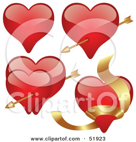 Royalty-Free (RF) Clipart Illustration of a Digital Collage Of Red Love Heart Elements - Version 2 by dero