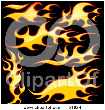 Royalty-Free (RF) Clipart Illustration of a Digital Collage of Flame Elements - Version 2 by dero