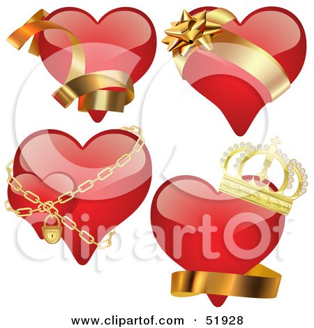 Royalty-Free (RF) Clipart Illustration of a Digital Collage Of Red Love Heart Elements - Version 3 by dero