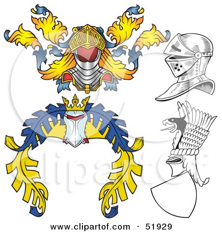 Royalty-Free (RF) Clipart Illustration of a Digital Collage Of Heraldic Helmet Elements - Version 1 by dero