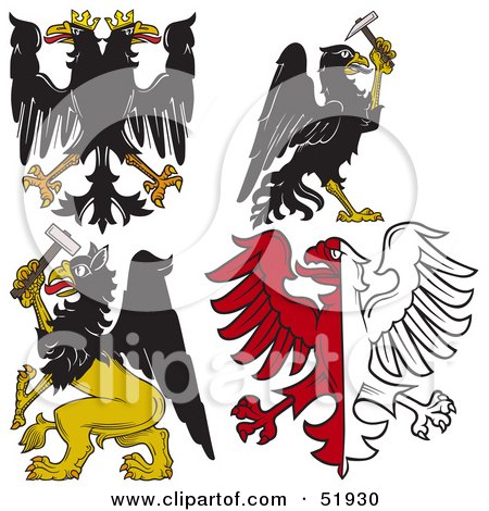 Royalty-Free (RF) Clipart Illustration of a Digital Collage Of Heraldic Eagle Elements - Version 3 by dero