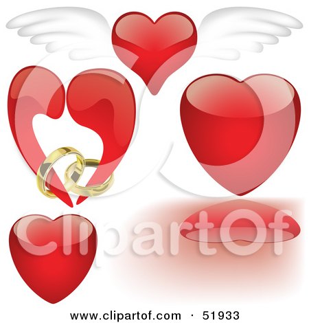 Royalty-Free (RF) Clipart Illustration of a Digital Collage Of Red Love Heart Elements - Version 4 by dero