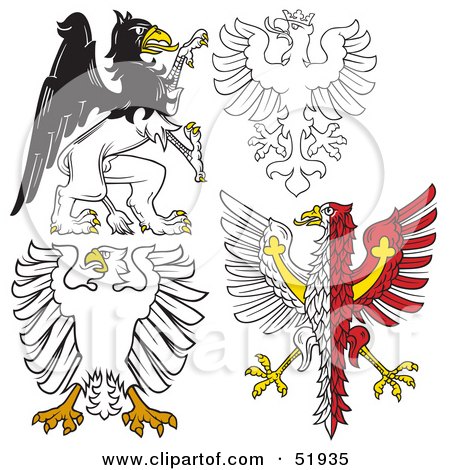 Royalty-Free (RF) Clipart Illustration of a Digital Collage Of Heraldic Eagle Elements - Version 1 by dero