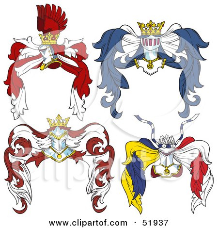 Royalty-Free (RF) Clipart Illustration of a Digital Collage Of Heraldic Helmet Elements - Version 8 by dero