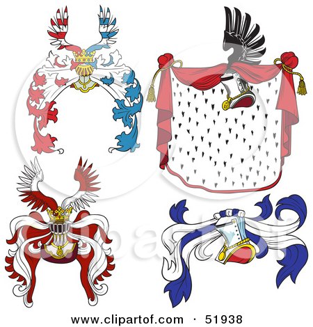 Royalty-Free (RF) Clipart Illustration of a Digital Collage Of Heraldic Helmet Elements - Version 6 by dero