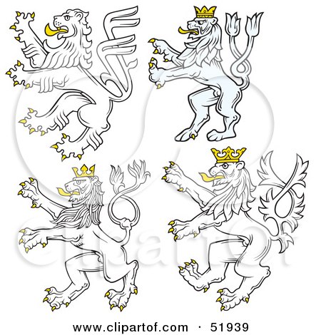 Royalty-Free (RF) Clipart Illustration of a Digital Collage Of Heraldic Lion Elements - Version 2 by dero