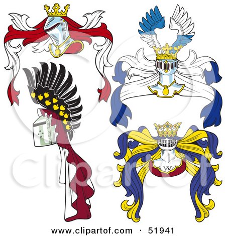 Royalty-Free (RF) Clipart Illustration of a Digital Collage Of Heraldic Helmet Elements - Version 7 by dero