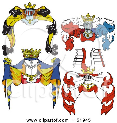 Royalty-Free (RF) Clipart Illustration of a Digital Collage Of Heraldic Helmet Elements - Version 2 by dero