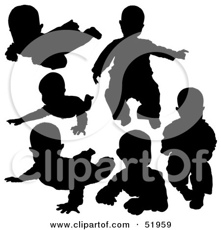 Royalty-Free (RF) Clipart Illustration of a Digital Collage Of Baby Silhouettes - Version 2 by dero