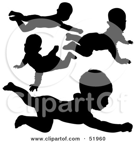Royalty-Free (RF) Clipart Illustration of a Digital Collage Of Baby Silhouettes - Version 4 by dero