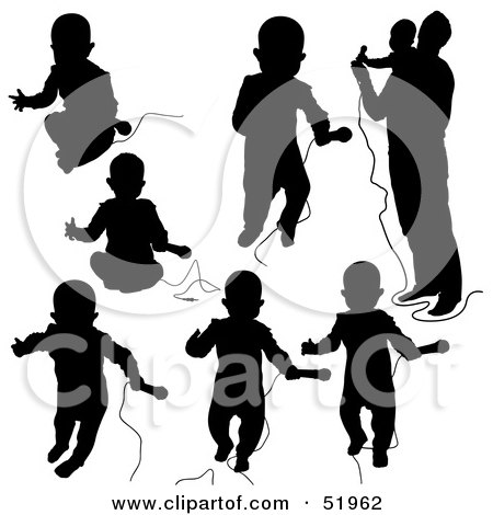 Royalty-Free (RF) Clipart Illustration of a Digital Collage Of Singing Baby Silhouettes by dero
