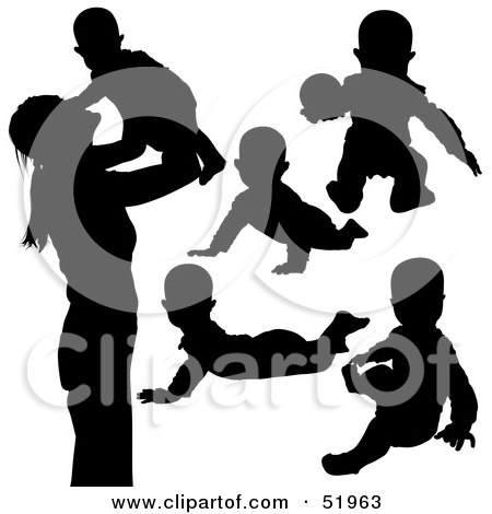 Royalty-Free (RF) Clipart Illustration of a Digital Collage Of Baby Silhouettes - Version 3 by dero
