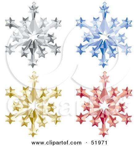 Royalty-Free (RF) Clipart Illustration of a Digital Collage of Four Snowflake Christmas Ornaments by dero