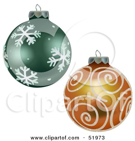 Royalty-Free (RF) Clipart Illustration of a Digital Collage of Snowflake and Swirl Christmas Baubles by dero