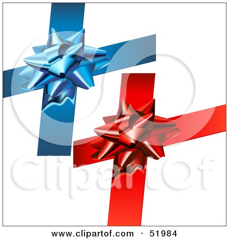 Royalty-Free (RF) Clipart Illustration of a Digital Collage Of Blue And Red Present Bows by dero