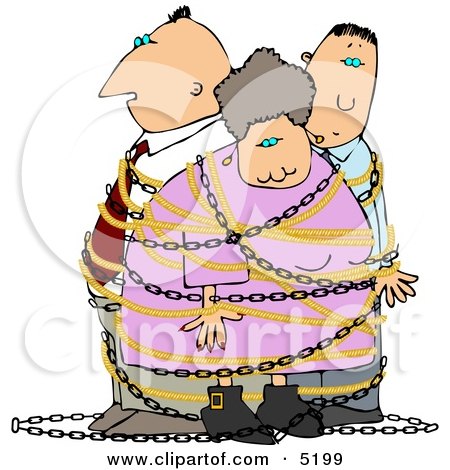 Family People Tied Up by an Intruder Clipart by djart