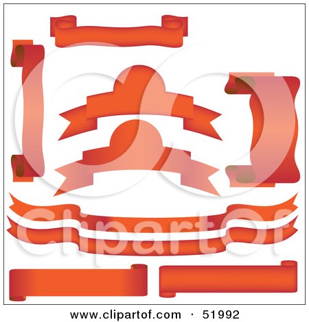 Royalty-Free (RF) Clipart Illustration of a Digital Collage Of Red Banners and Scrolls - Version 1 by dero